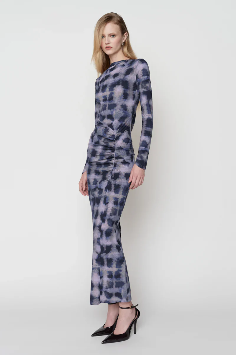 Suboo Shibori Long Sleeve Rouched Dress - Purple - Image 2