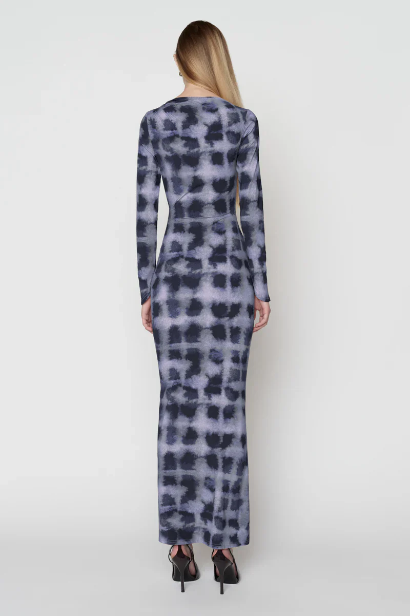 Suboo Shibori Long Sleeve Rouched Dress - Purple - Image 3
