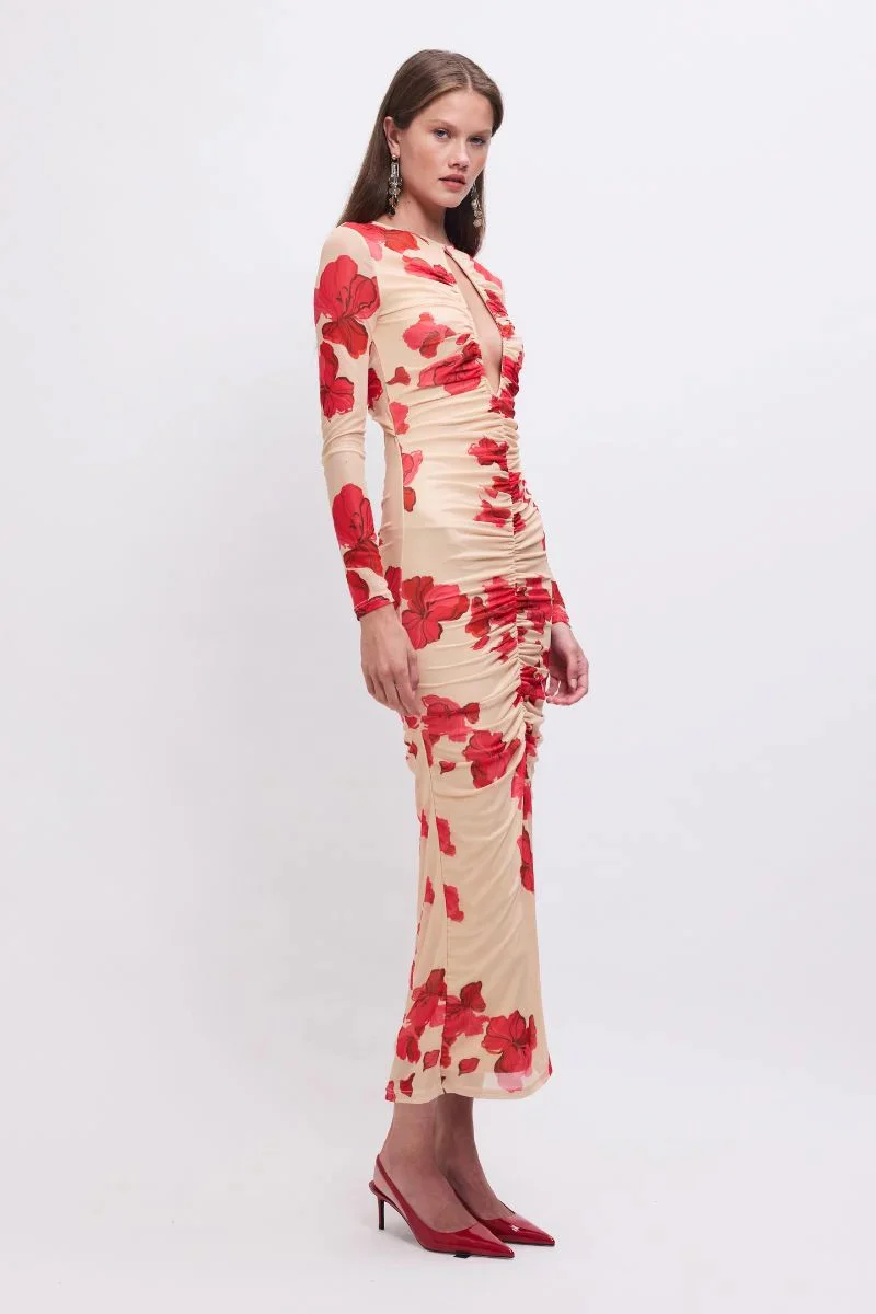 Suboo Suzie Long Sleeve Reversible Midi Dress - Floral - Image 2