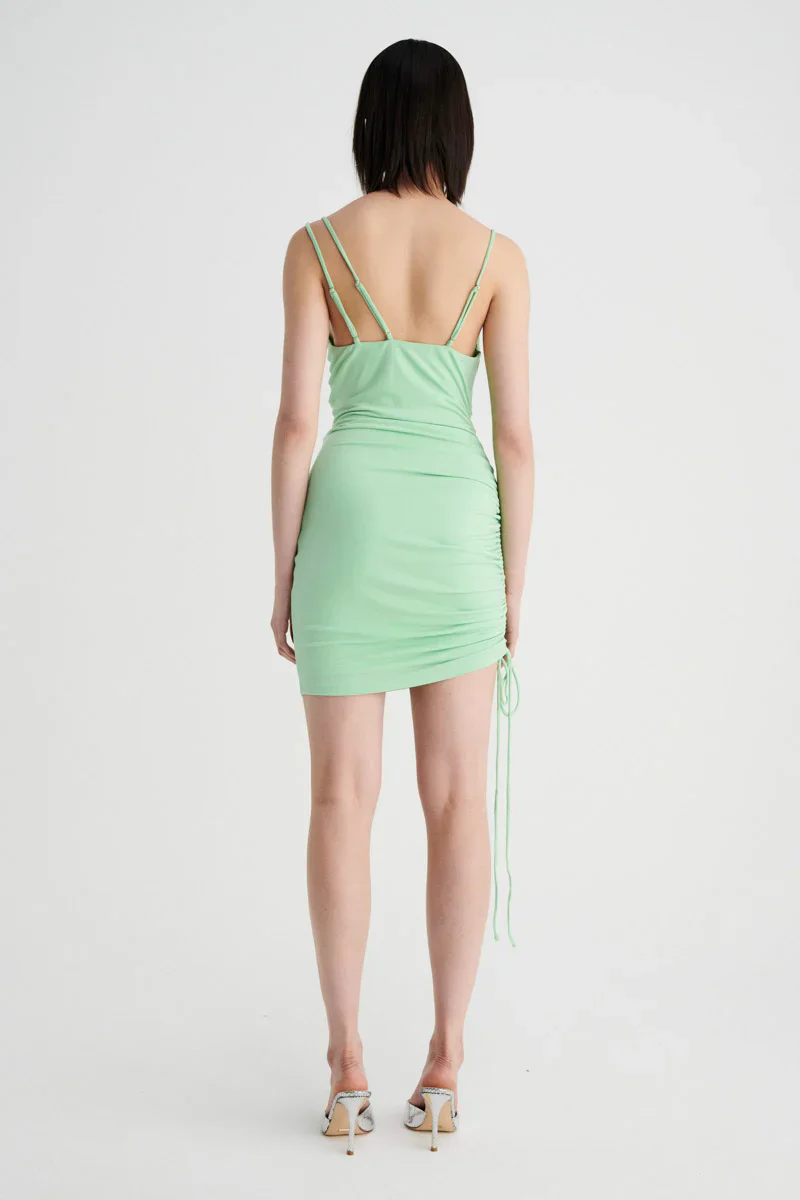 Suboo Theta Cowl Rouched Mini Shirt Dress - Apple - Image 3