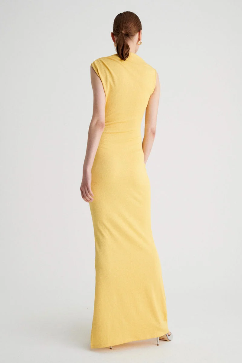 Suboo Vega Rouched Front Midi Dress - Butter - Image 4