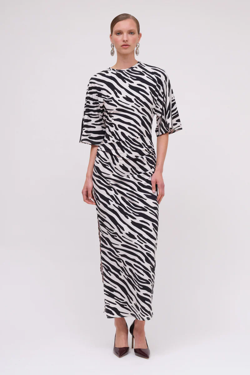 Suboo Zambezi Cape Sleeve Maxi Dress - Black & White