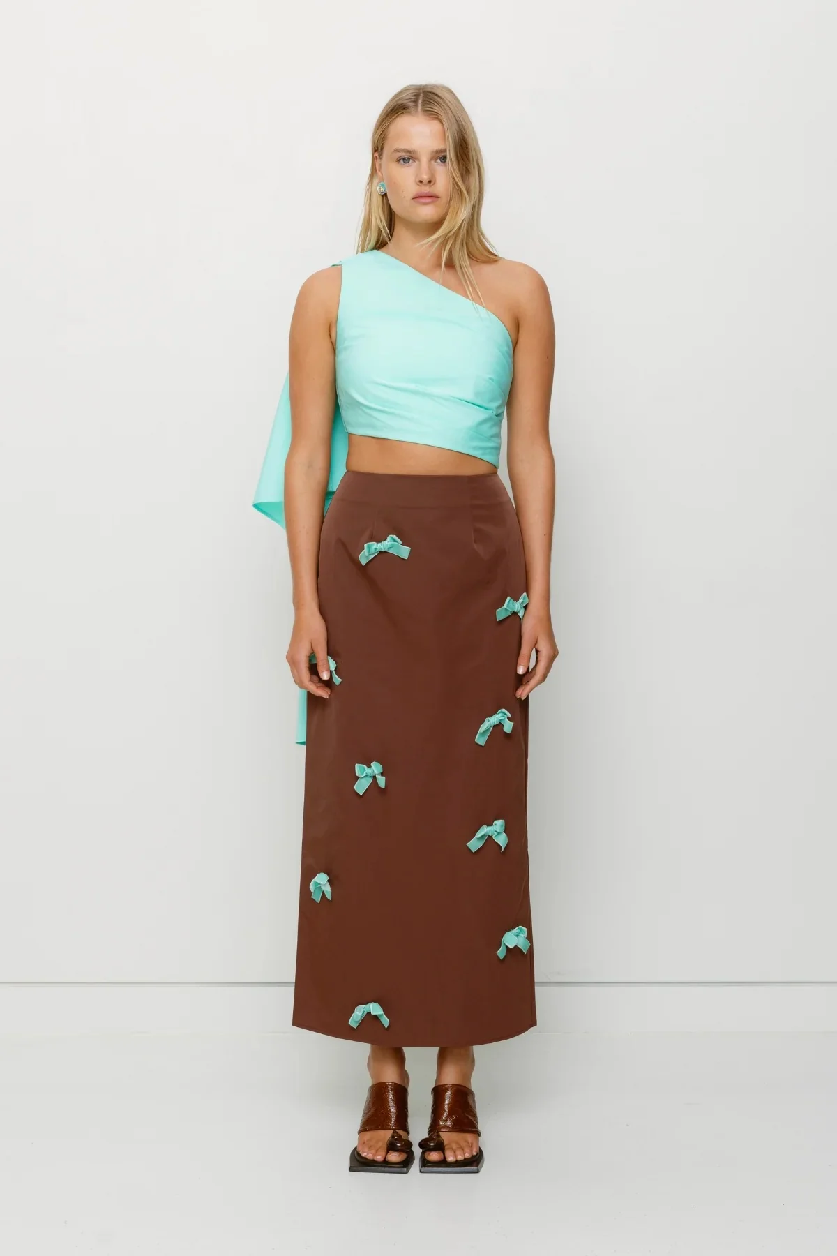 The Wolf Gang Amar One Shoulder Top - Aqua - Image 4