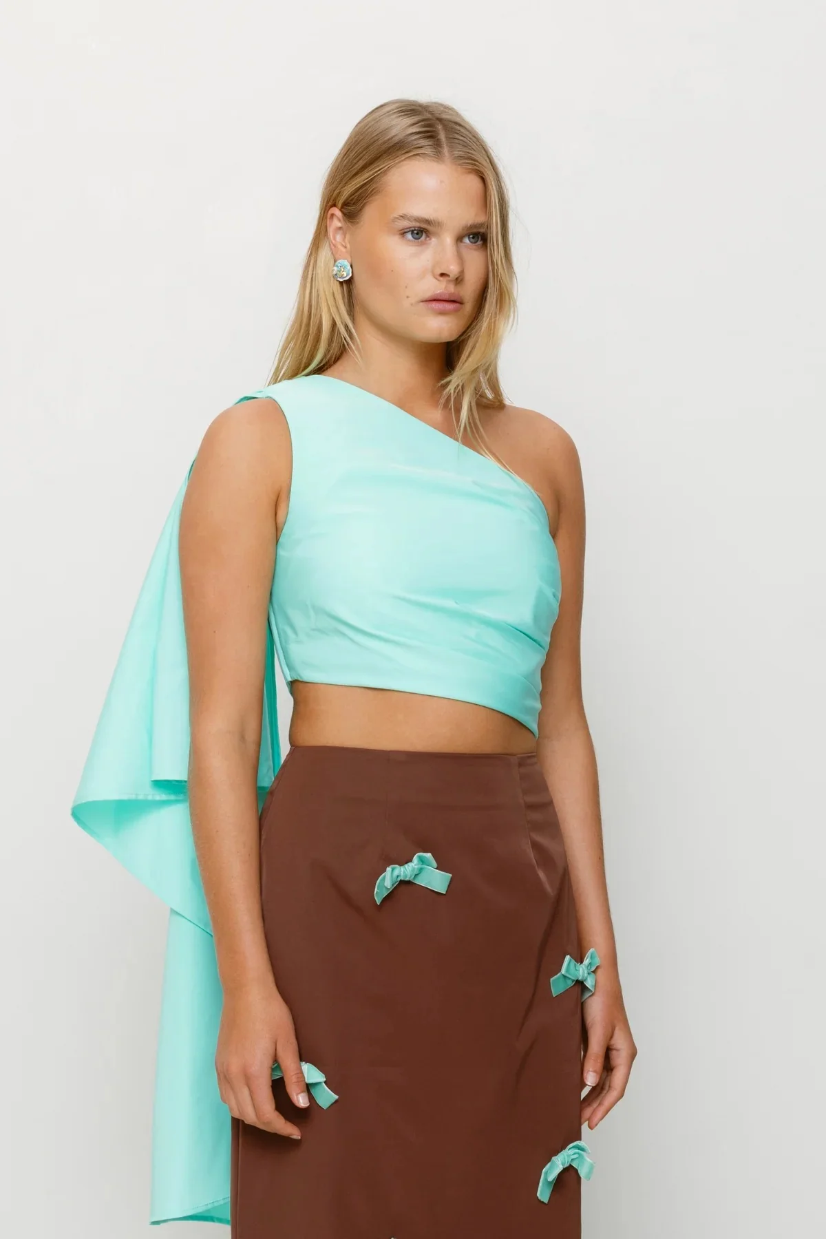 The Wolf Gang Amar One Shoulder Top - Aqua - Image 5