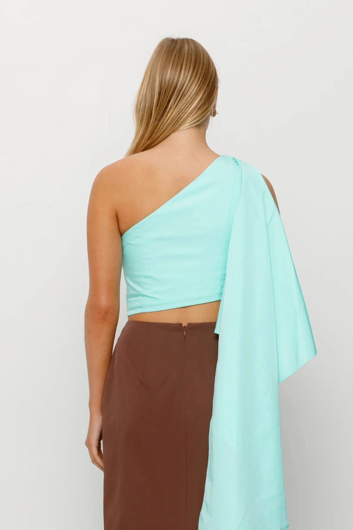 The Wolf Gang Amar One Shoulder Top - Aqua - Image 7