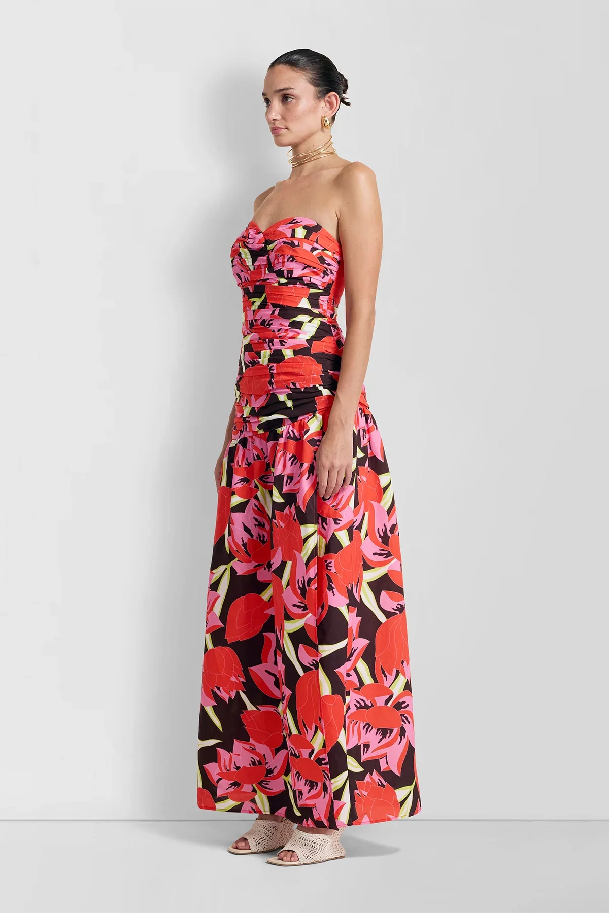 The Wolf Gang Dolcie Strapless Maxi Dress - Rojo Print - Image 3