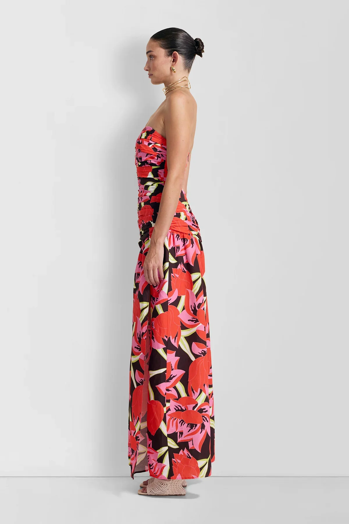 The Wolf Gang Dolcie Strapless Maxi Dress - Rojo Print - Image 4