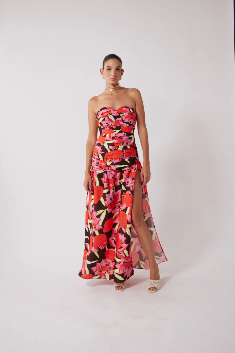 The Wolf Gang Dolcie Strapless Maxi Dress - Rojo Print - Image 5