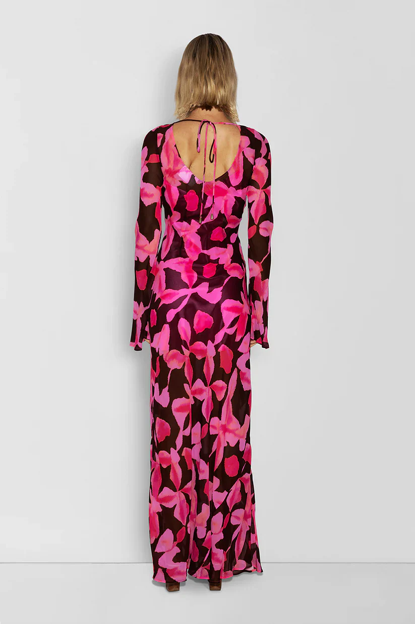 The Wolf Gang Lottie Maxi Dress - Pink Chocolate Floral - Image 5