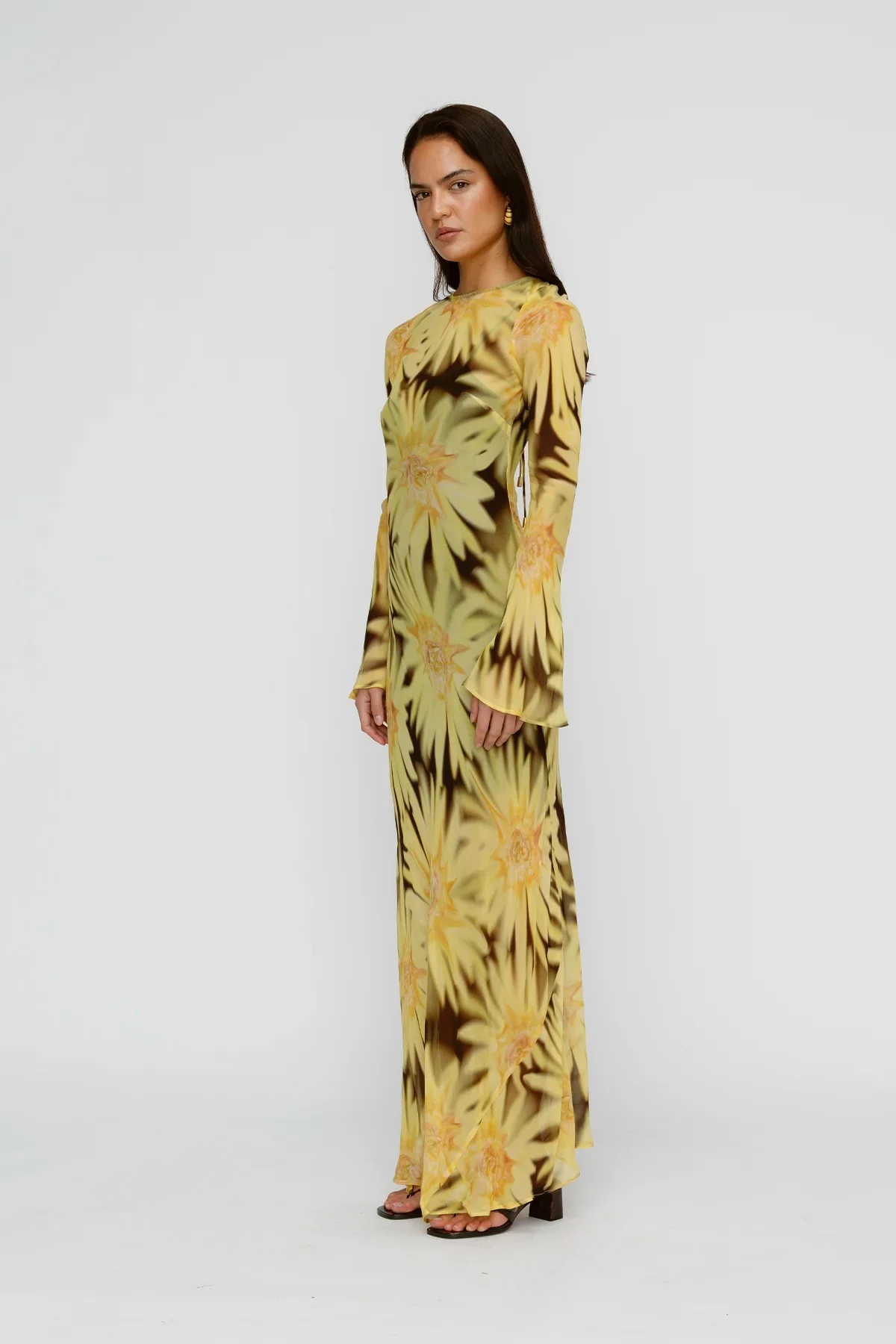 The Wolf Gang Lottie Maxi Dress - Chocolate Sunflower - Image 3