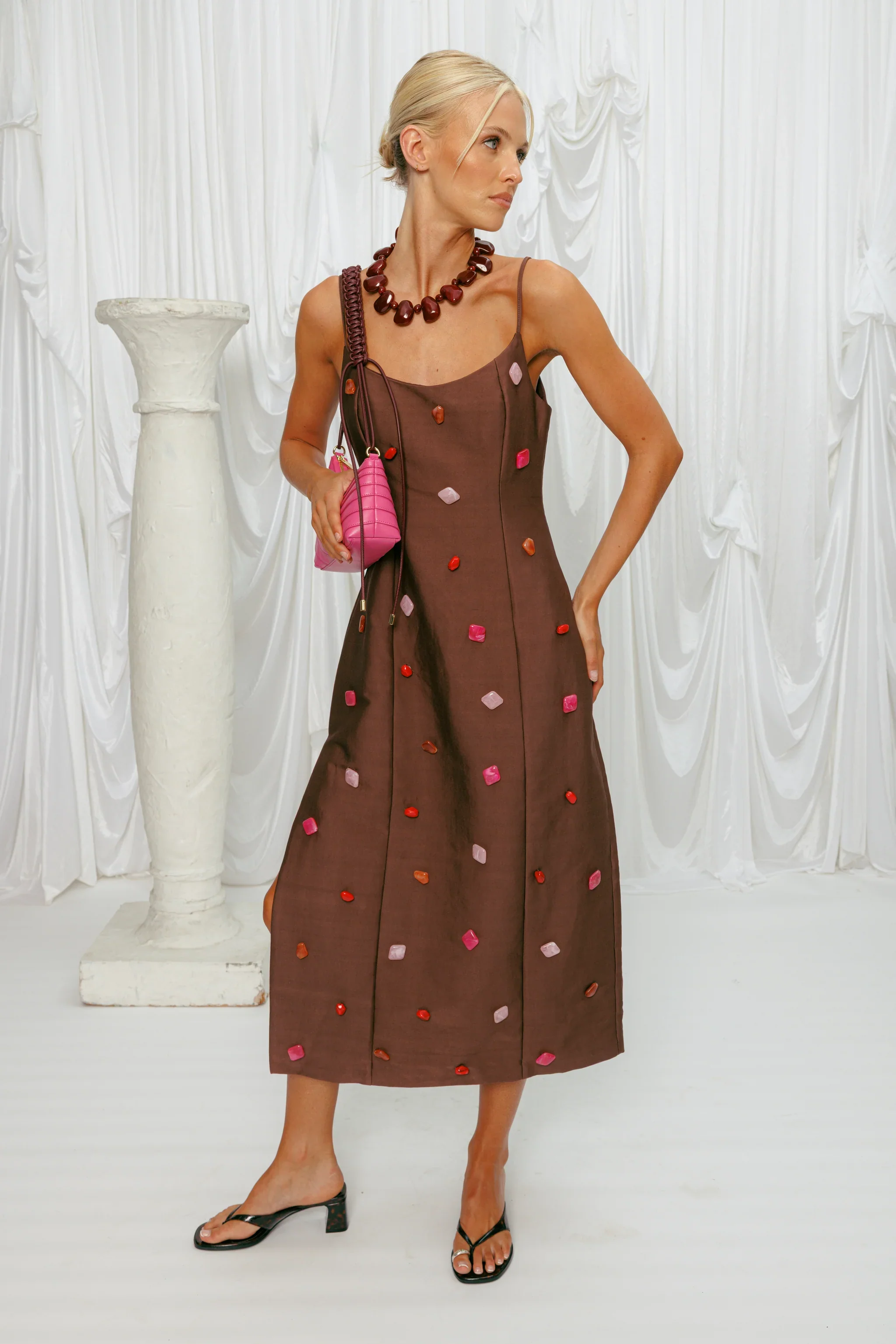 The Wolf Gang Romy Maxi Dress - Chocolate - Image 3