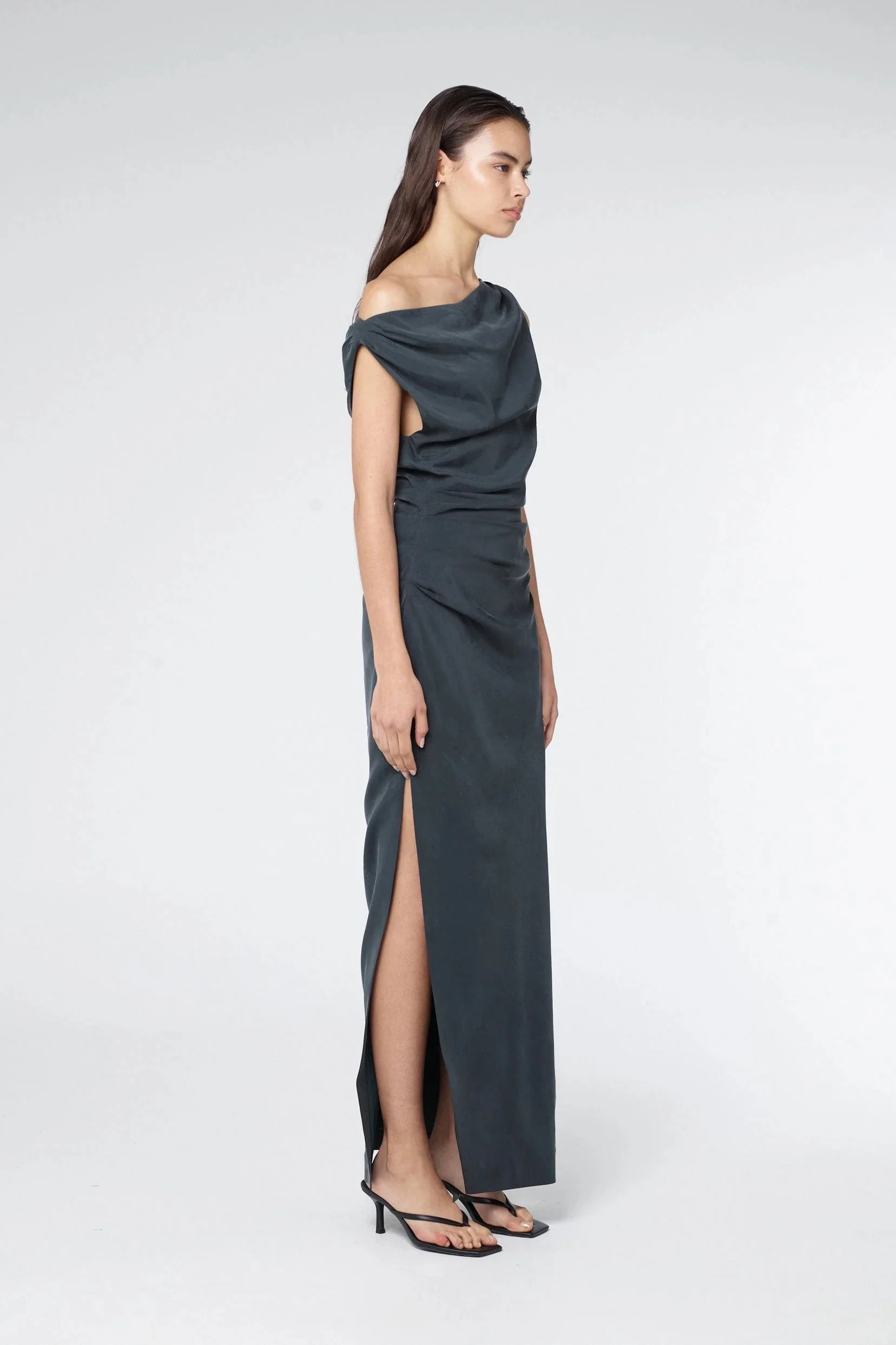 Third Form Athena Off Shoulder Maxi Dress - Ink - Image 4