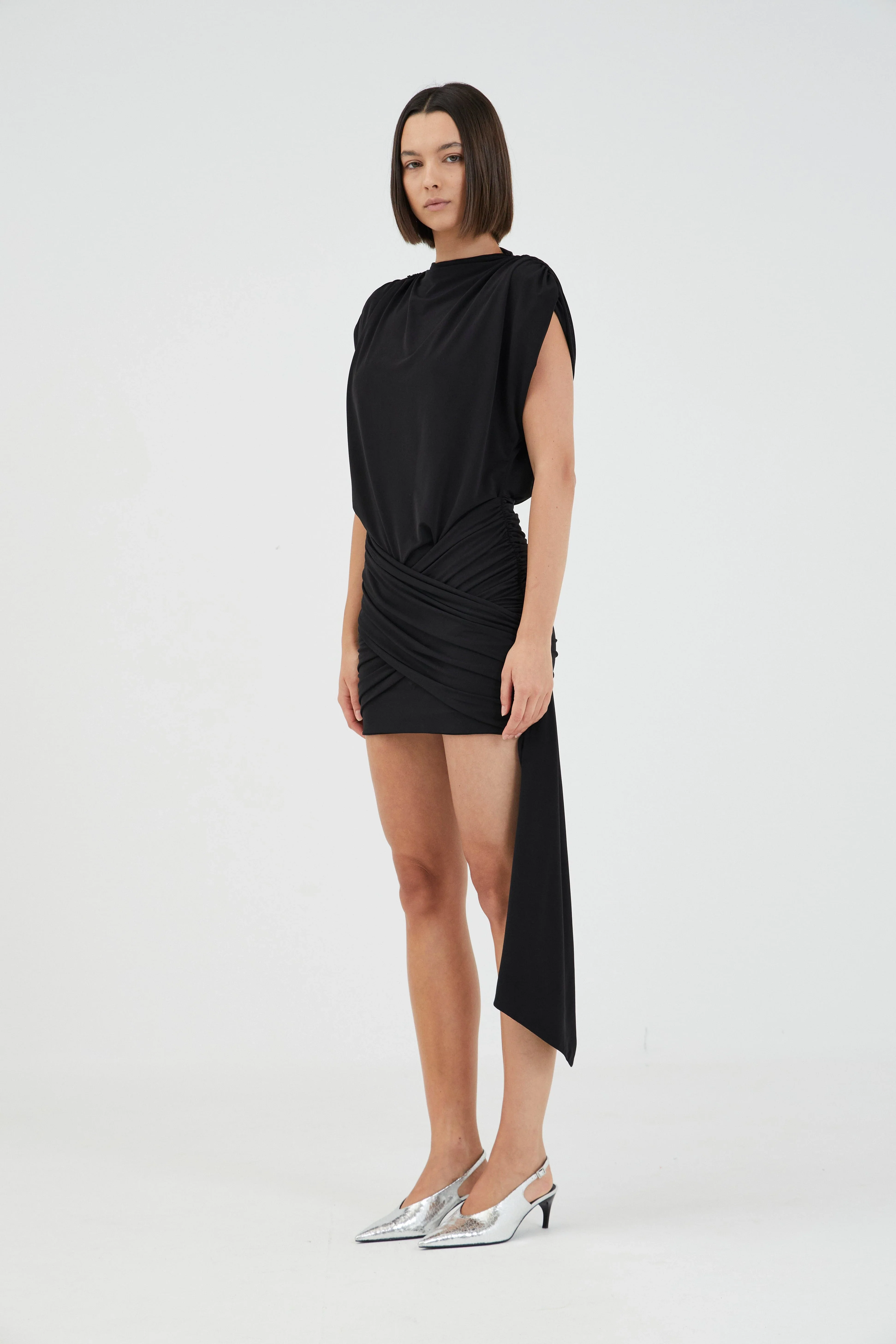 Third Form Aura Draped Mini Dress - Black - Image 2