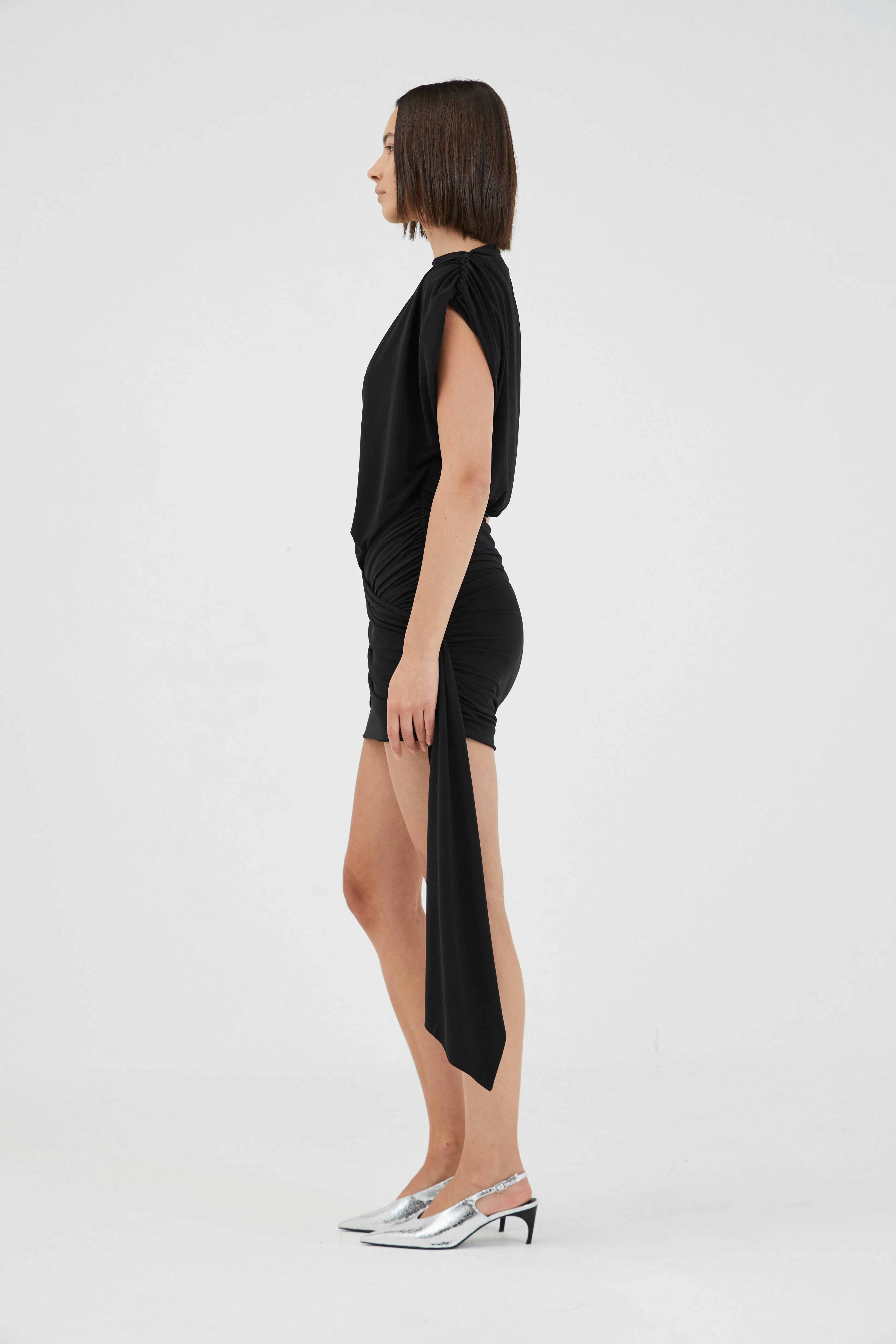 Third Form Aura Draped Mini Dress - Black - Image 8
