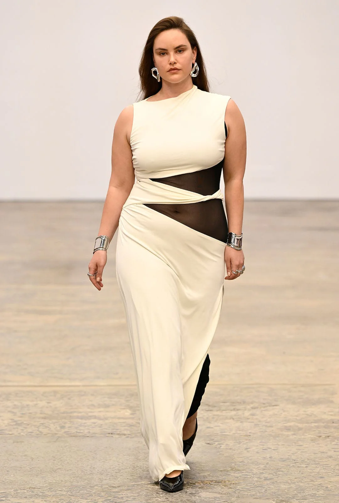Third Form Interweave Drape Maxi Dress - Cream & Black - Image 2