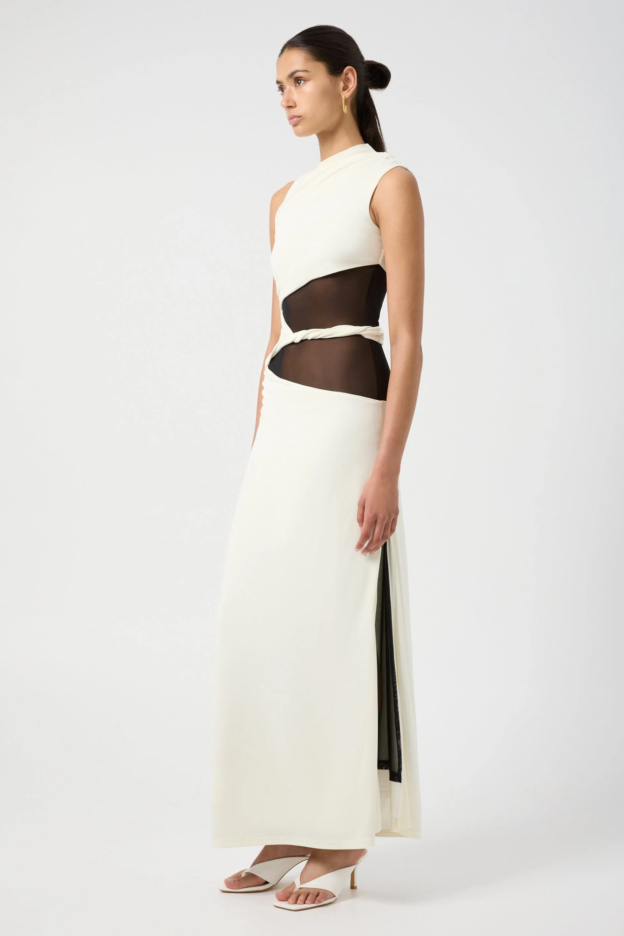 Third Form Interweave Drape Maxi Dress - Cream & Black - Image 5