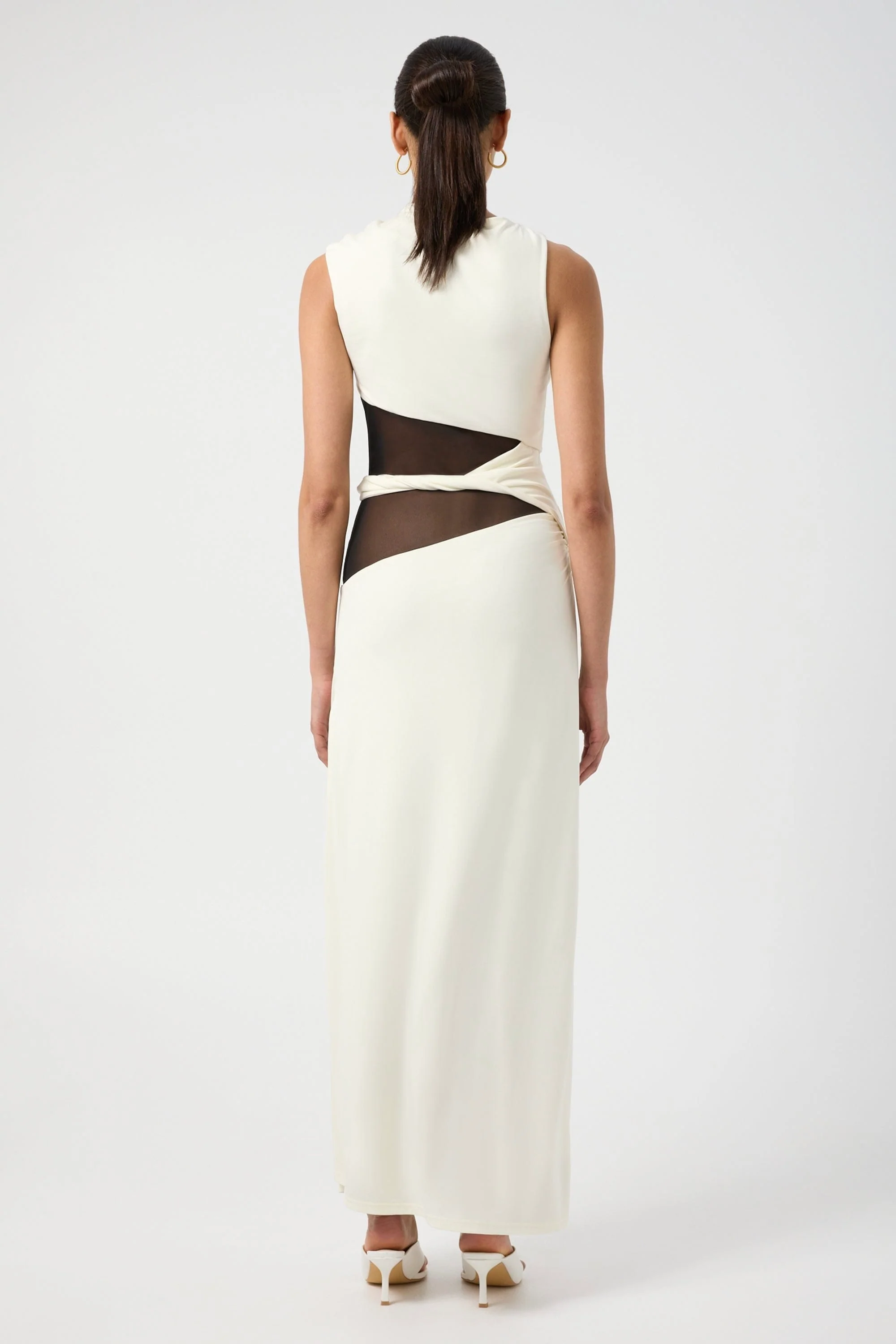 Third Form Interweave Drape Maxi Dress - Cream & Black - Image 7