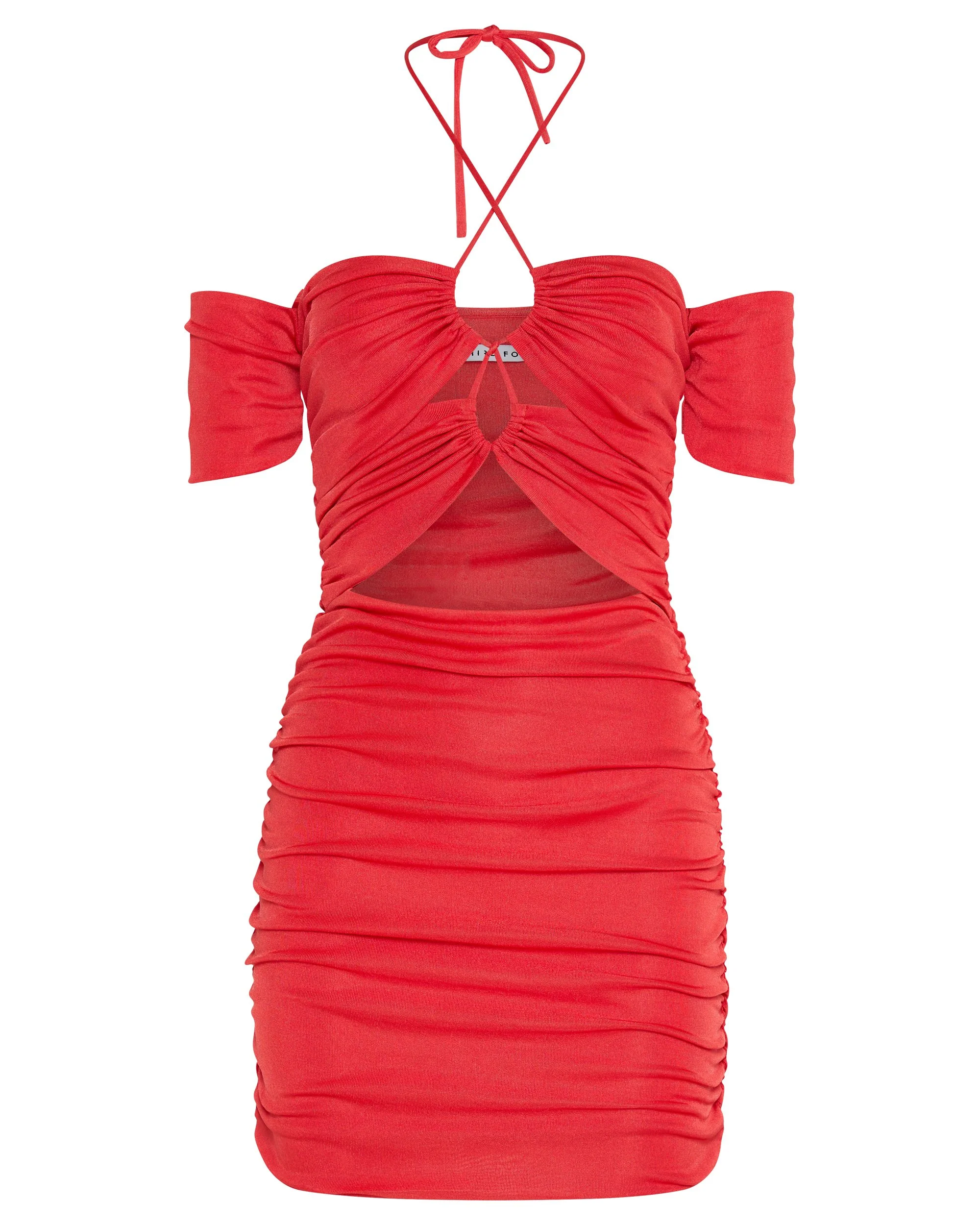 Third Form Look Through Off Shoulder Mini Dress - Coral - Image 7