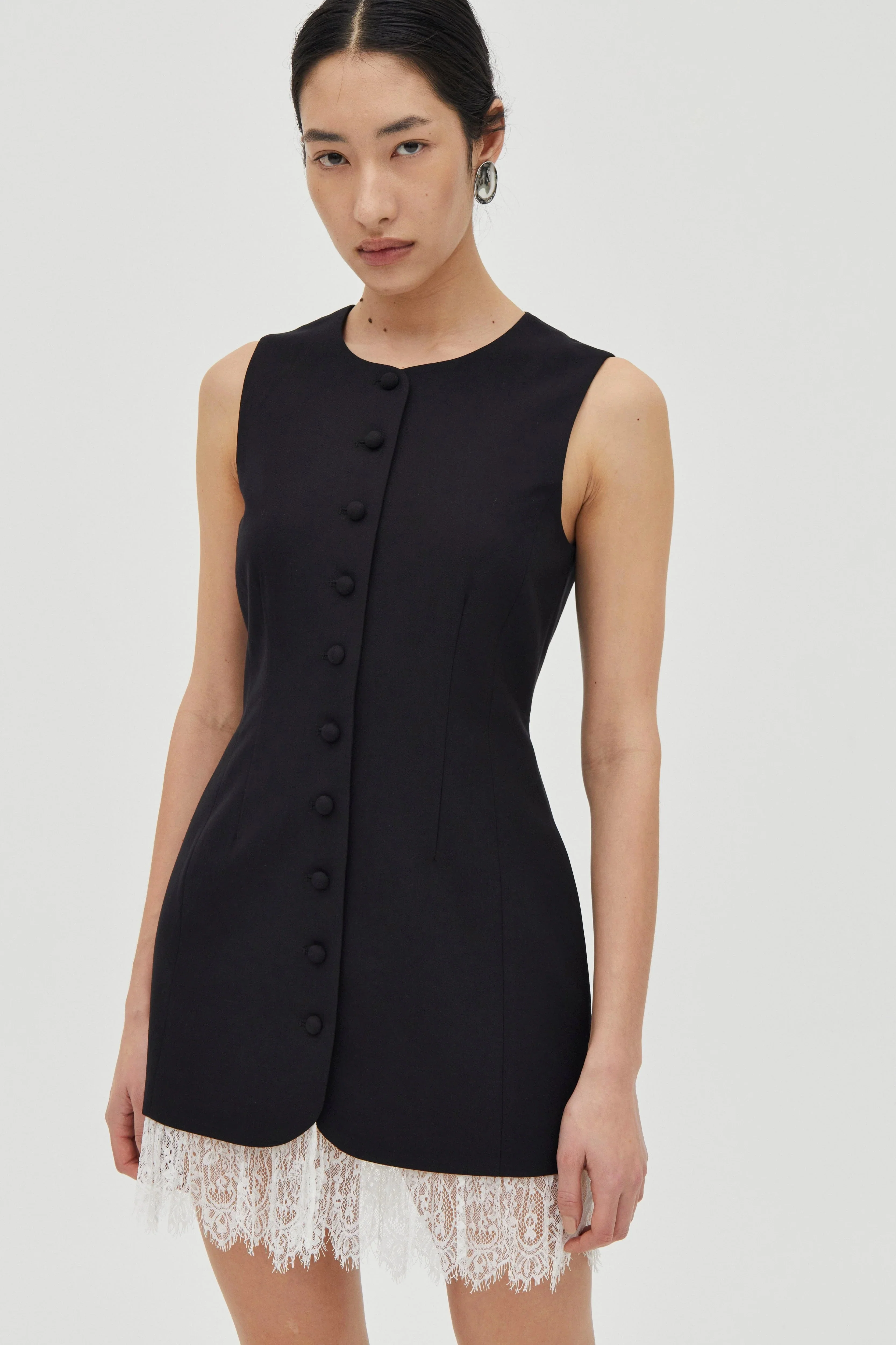 Third Form Nocturne Lace Trim Mini Dress - Noir - Image 2