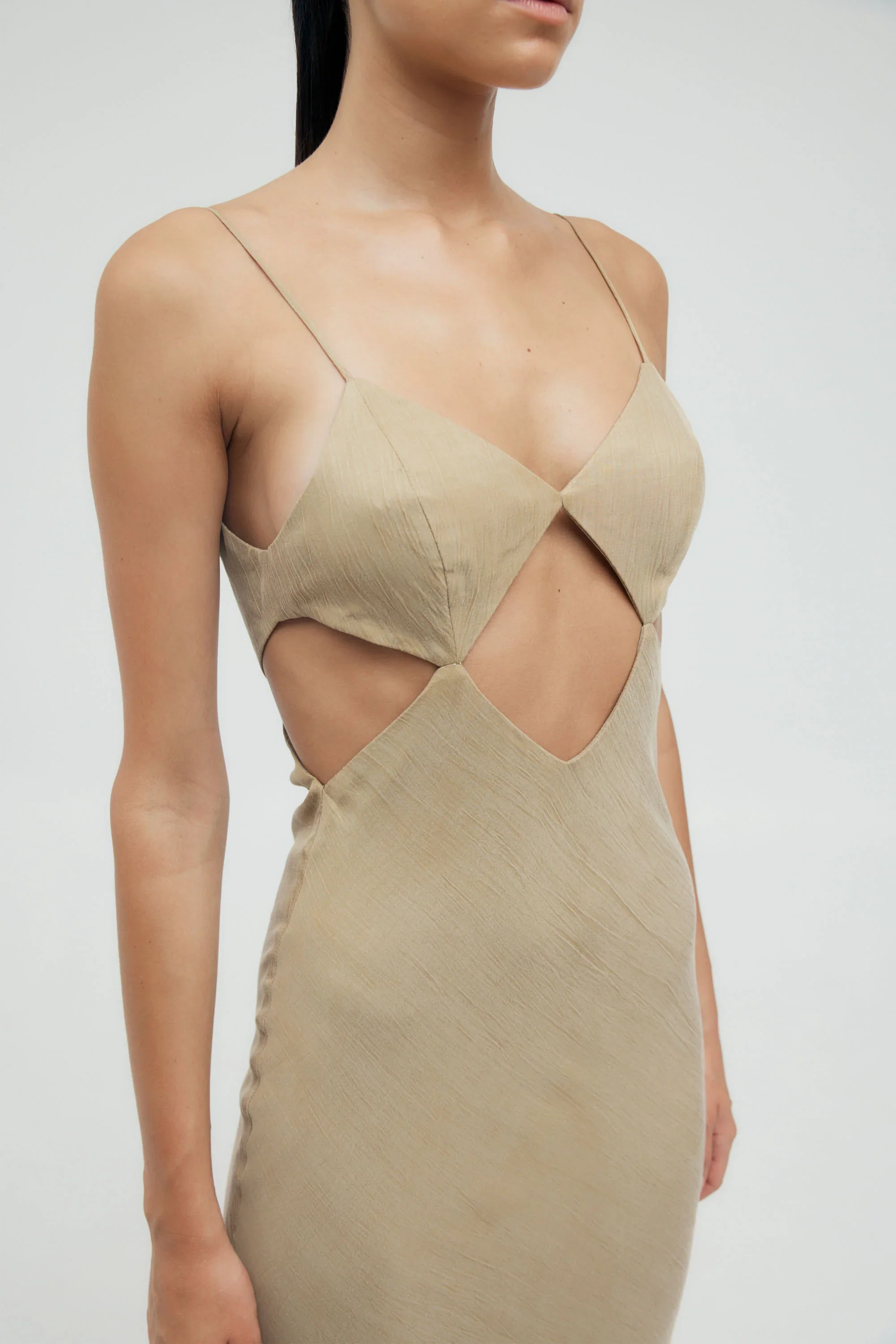 Third Form Pressed Petals Diamond Cut Out Dress - Almond - Image 4