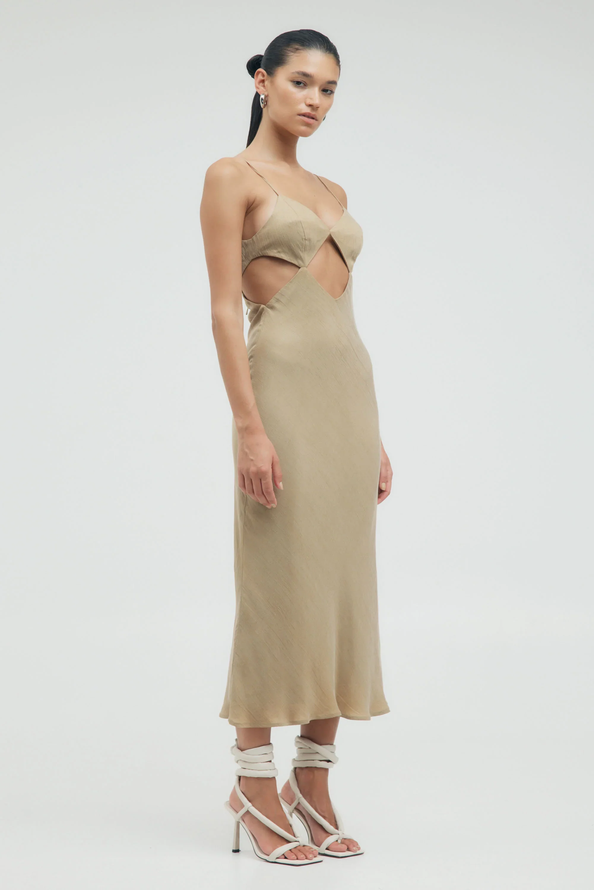 Third Form Pressed Petals Diamond Cut Out Dress - Almond - Image 6