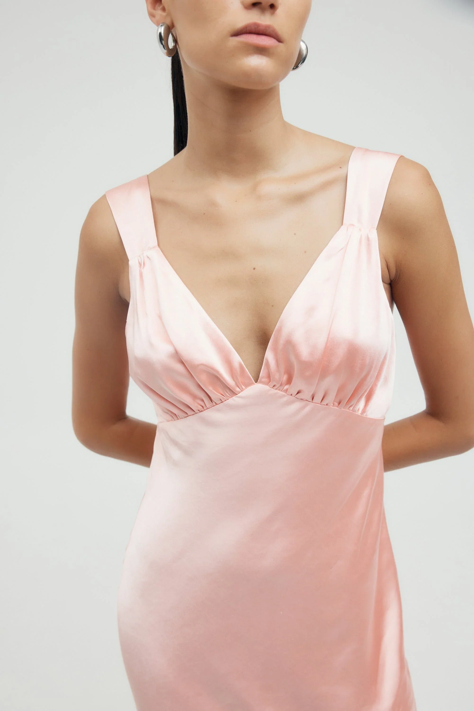 Third Form Satin Gather Bra Bias Slip Dress - Fairy Floss - Image 6
