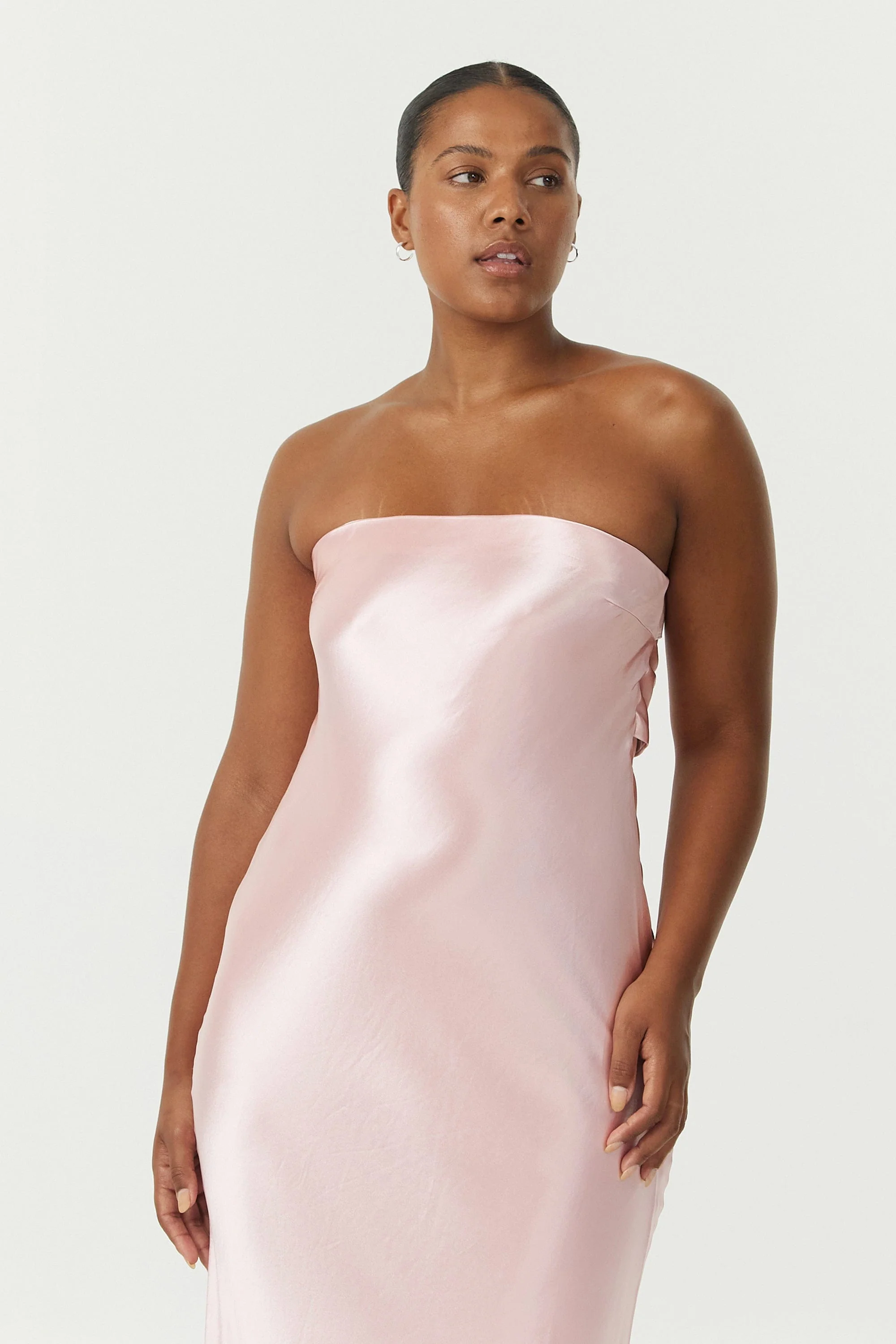 Third Form Satin Tie Back Strapless Maxi Dress - Fairy Floss - Image 4