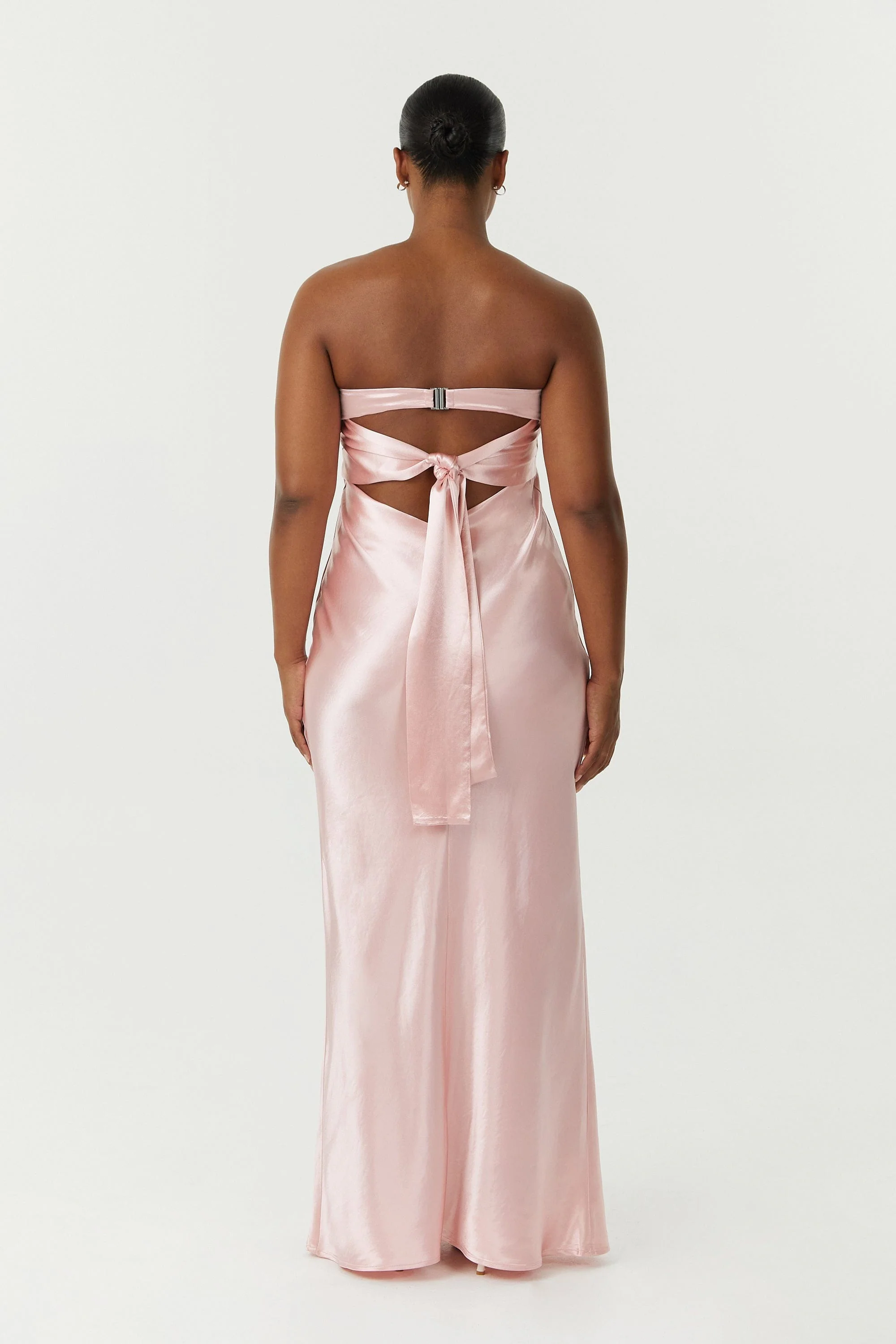 Third Form Satin Tie Back Strapless Maxi Dress - Fairy Floss - Image 6