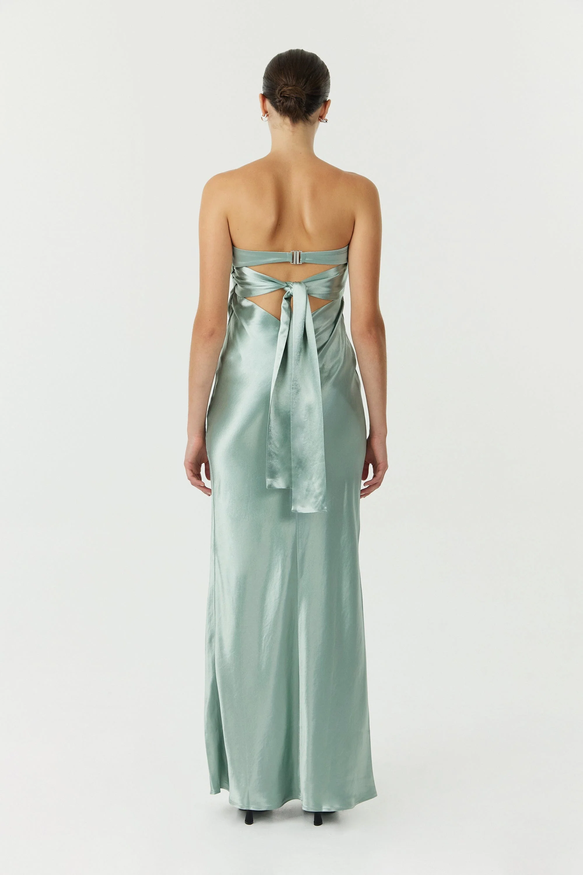Third Form Satin Tie Back Strapless Maxi Dress - Wave - Image 4