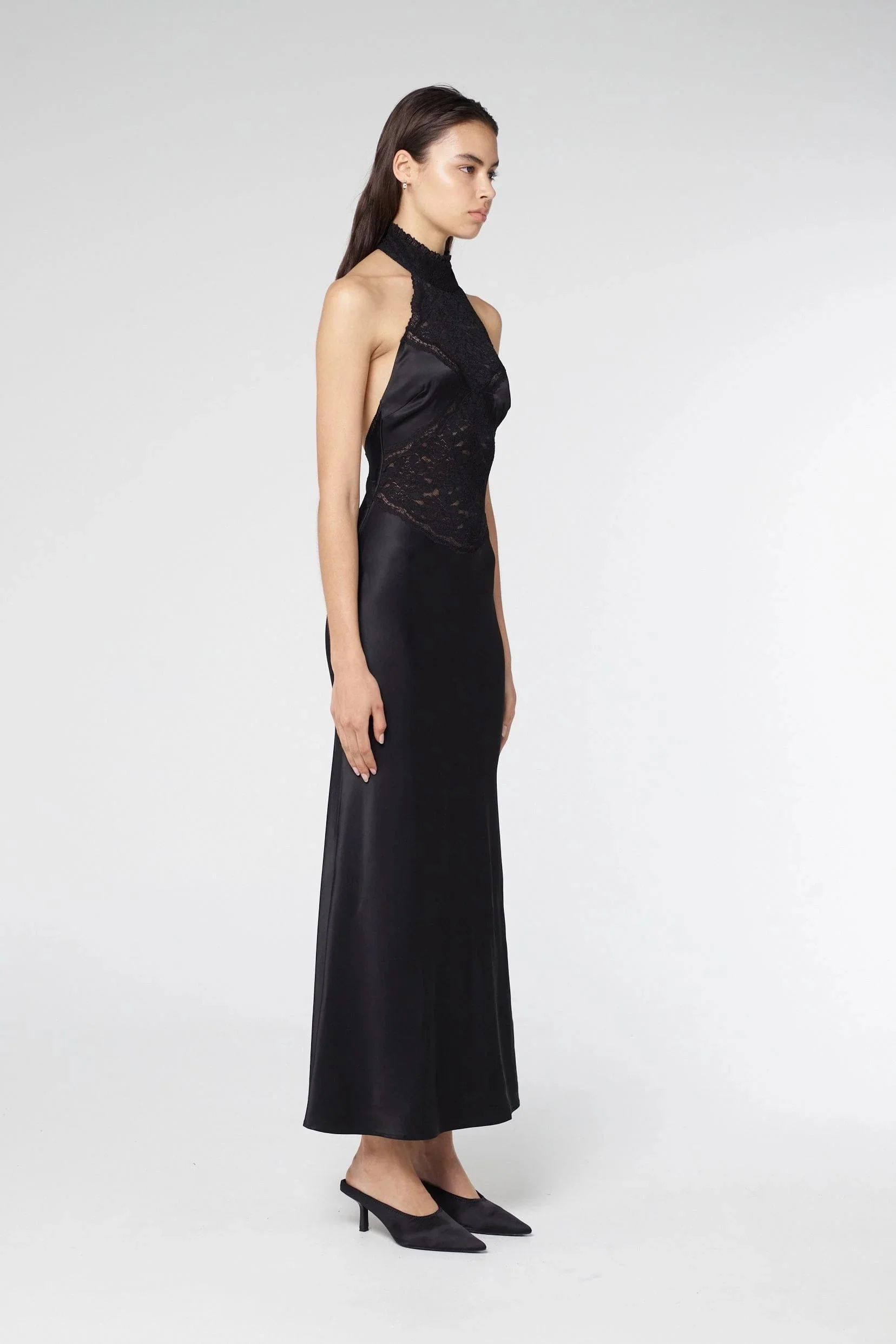 Third Form Serenade Lace Halter Maxi - Black - Image 4