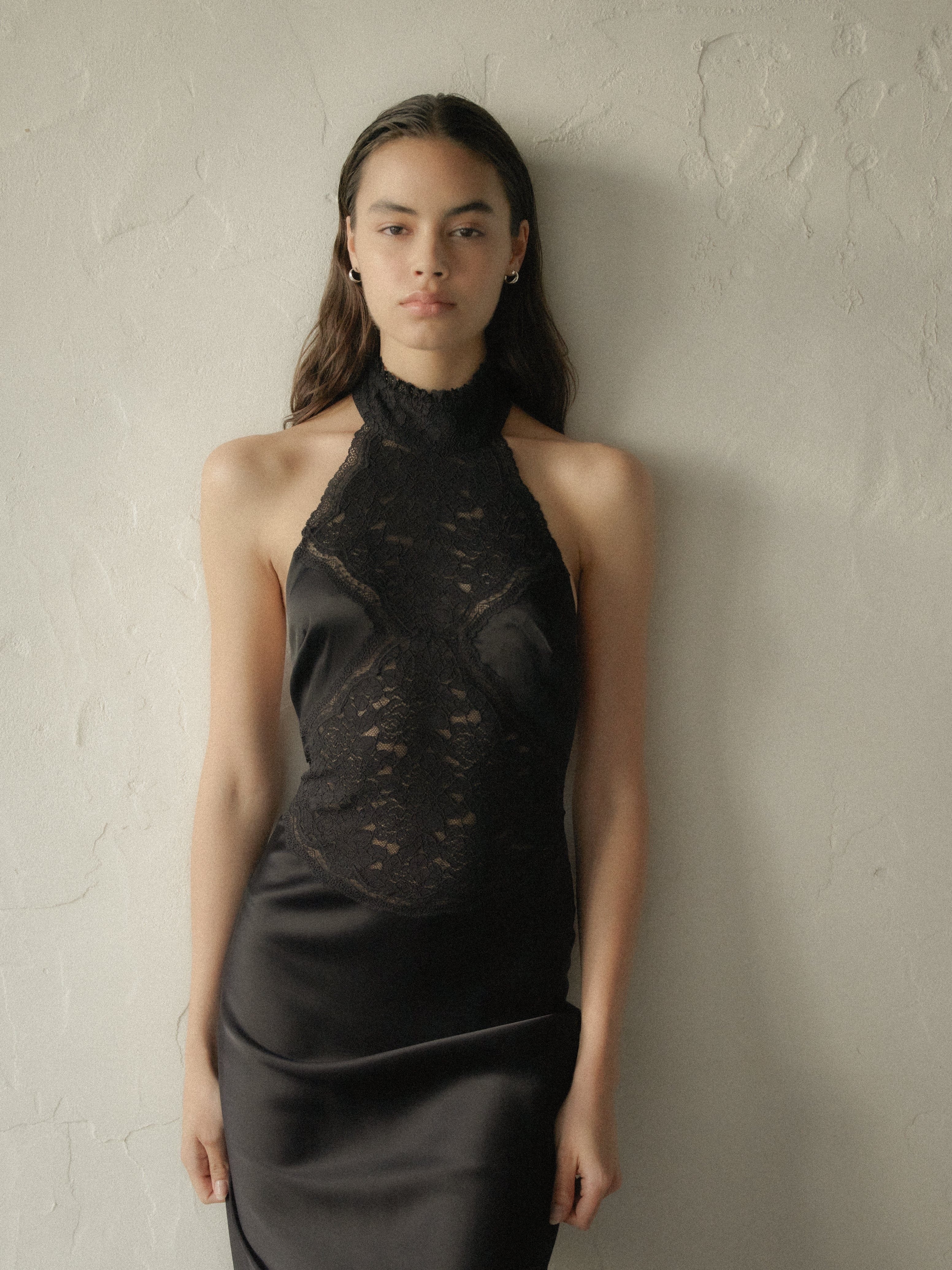 Third Form Serenade Lace Halter Maxi - Black - Image 6