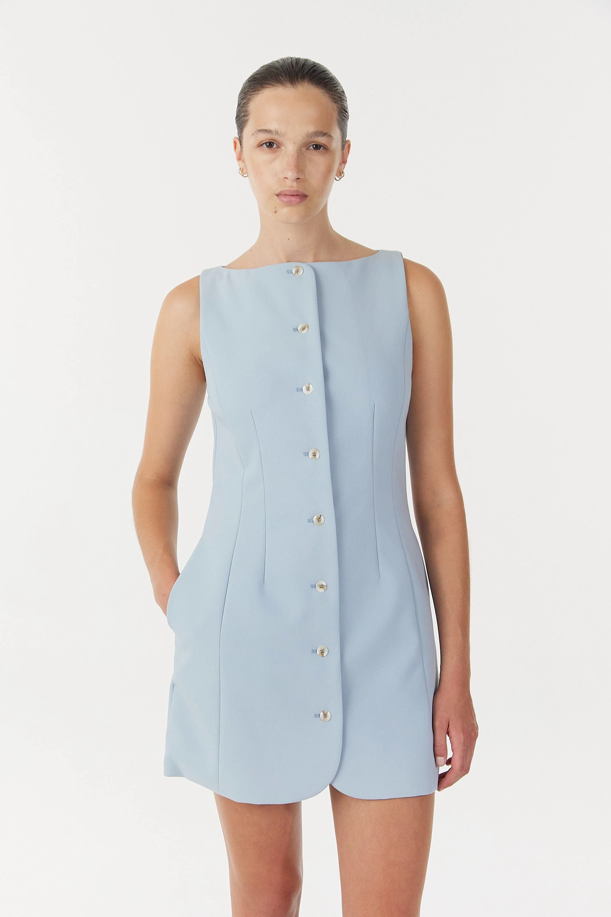 Third Form Skyline Tailored Mini Dress - Powder Blue - Image 3
