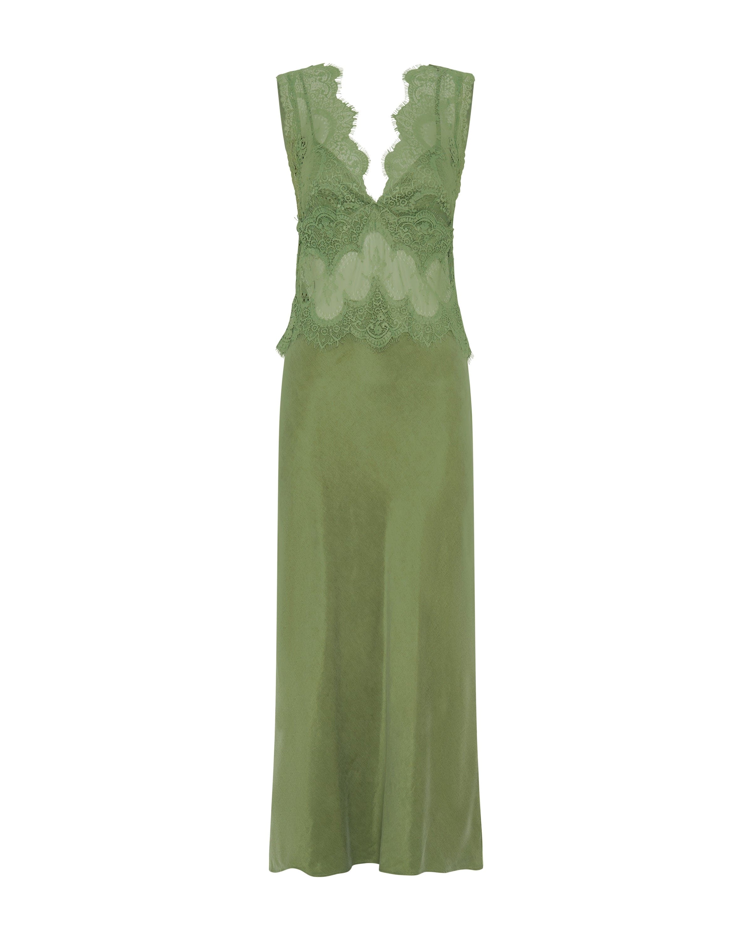 Third Form Visions Lace Deep V Neck Maxi Dress - Sage - Image 3