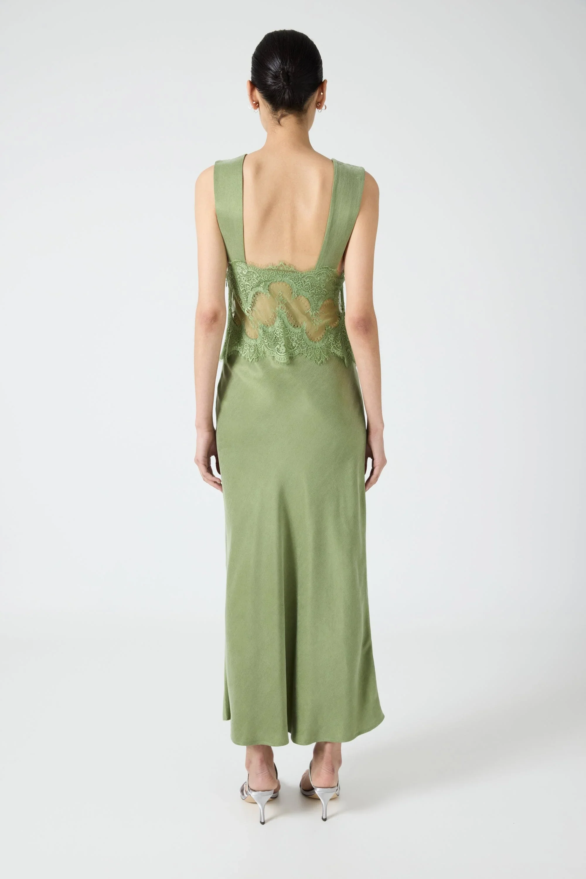 Third Form Visions Lace Deep V Neck Maxi Dress - Sage - Image 4