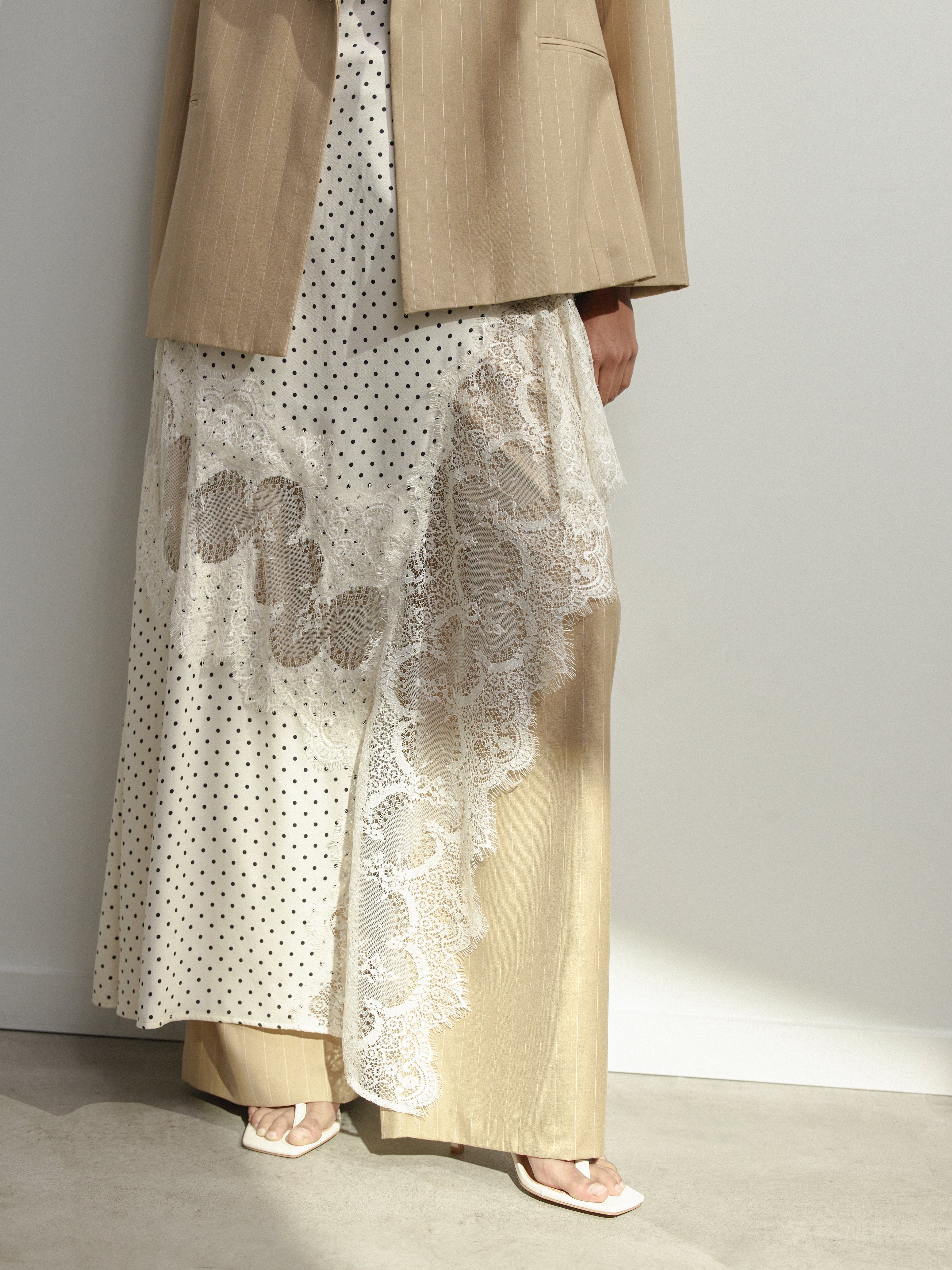 Third Form Visions Lace Frill Dress - Cream Polka Dot - Image 6
