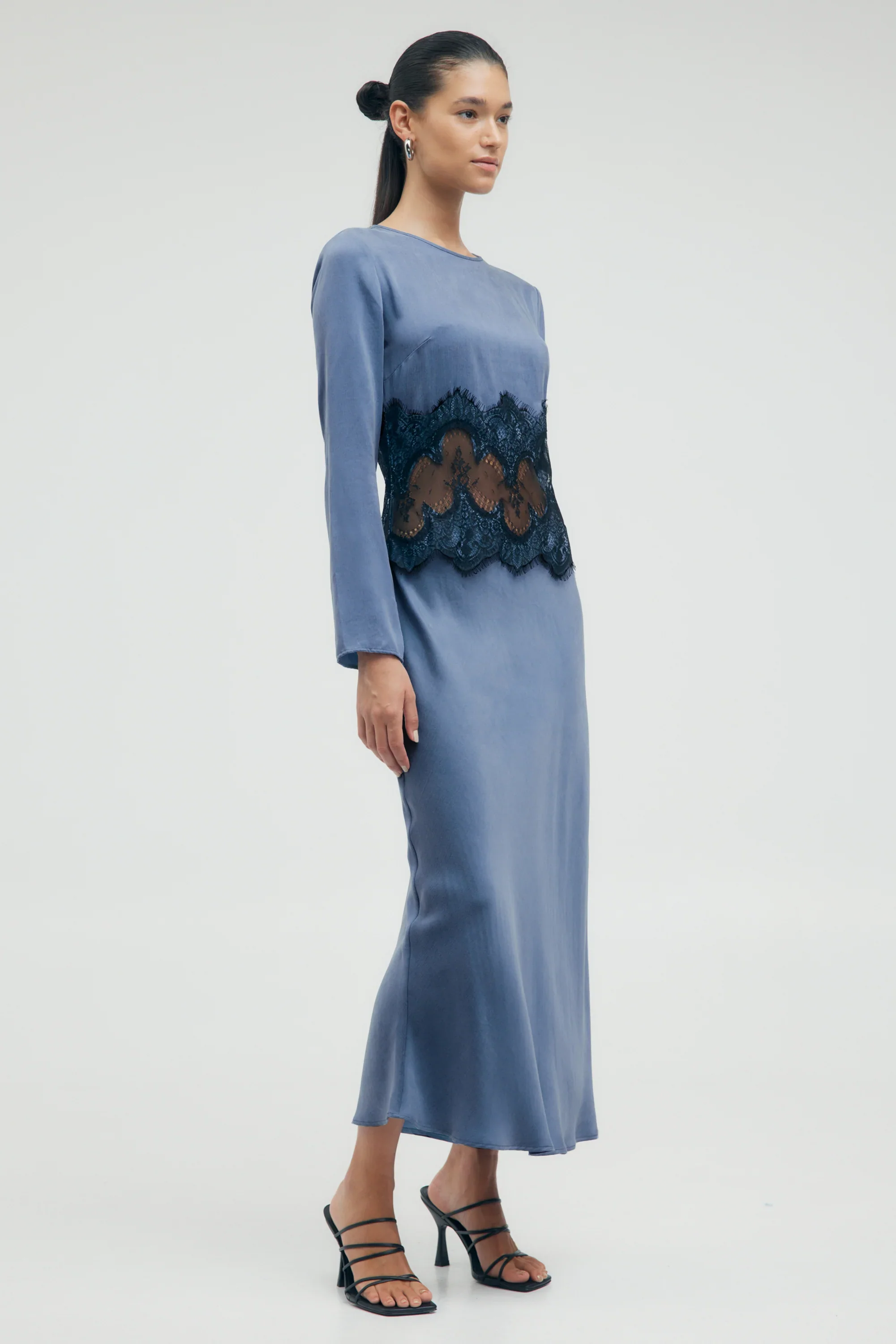 Third Form Visions Lace Trim Long Sleeve Maxi Dress - Sapphire - Image 4