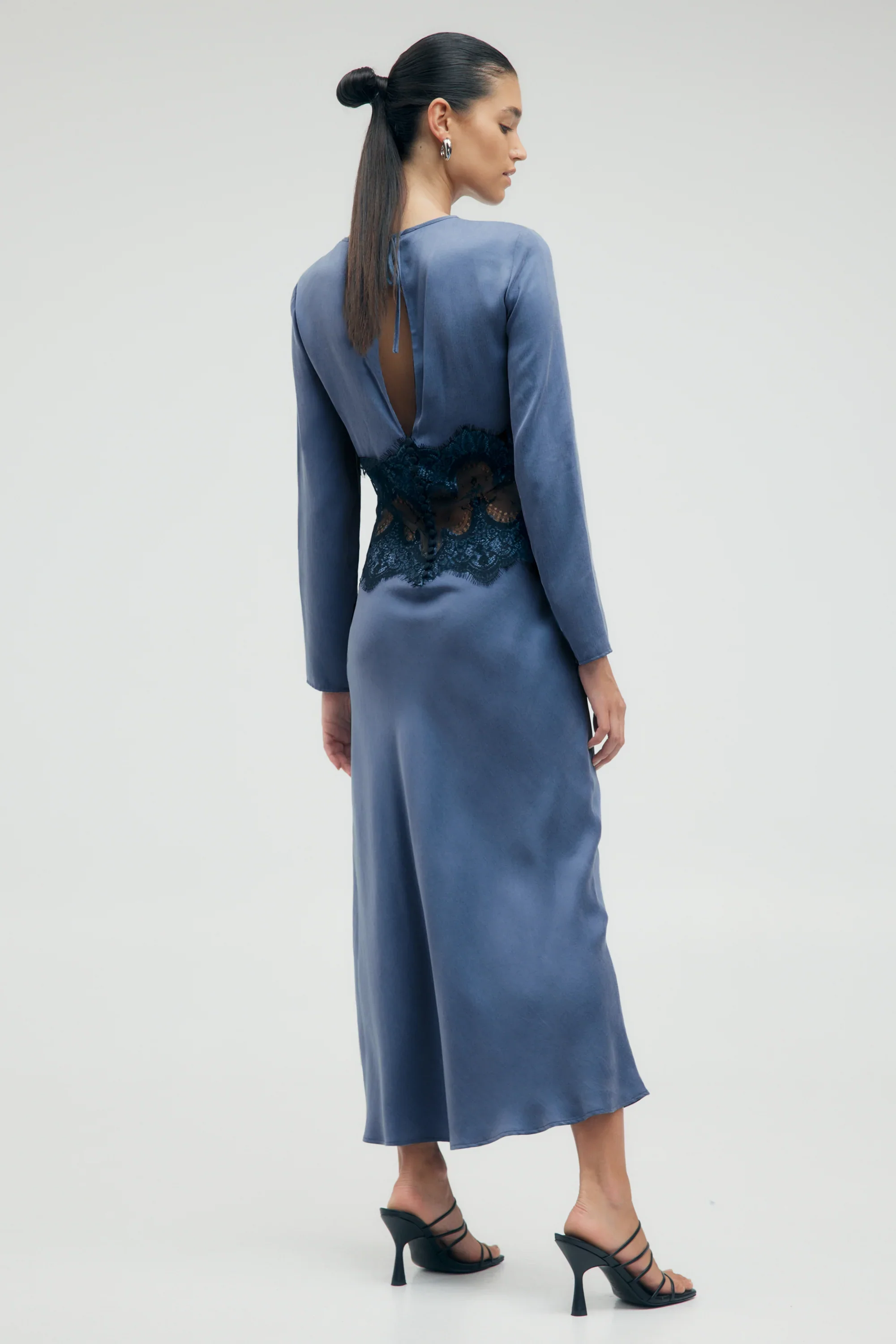 Third Form Visions Lace Trim Long Sleeve Maxi Dress - Sapphire - Image 5