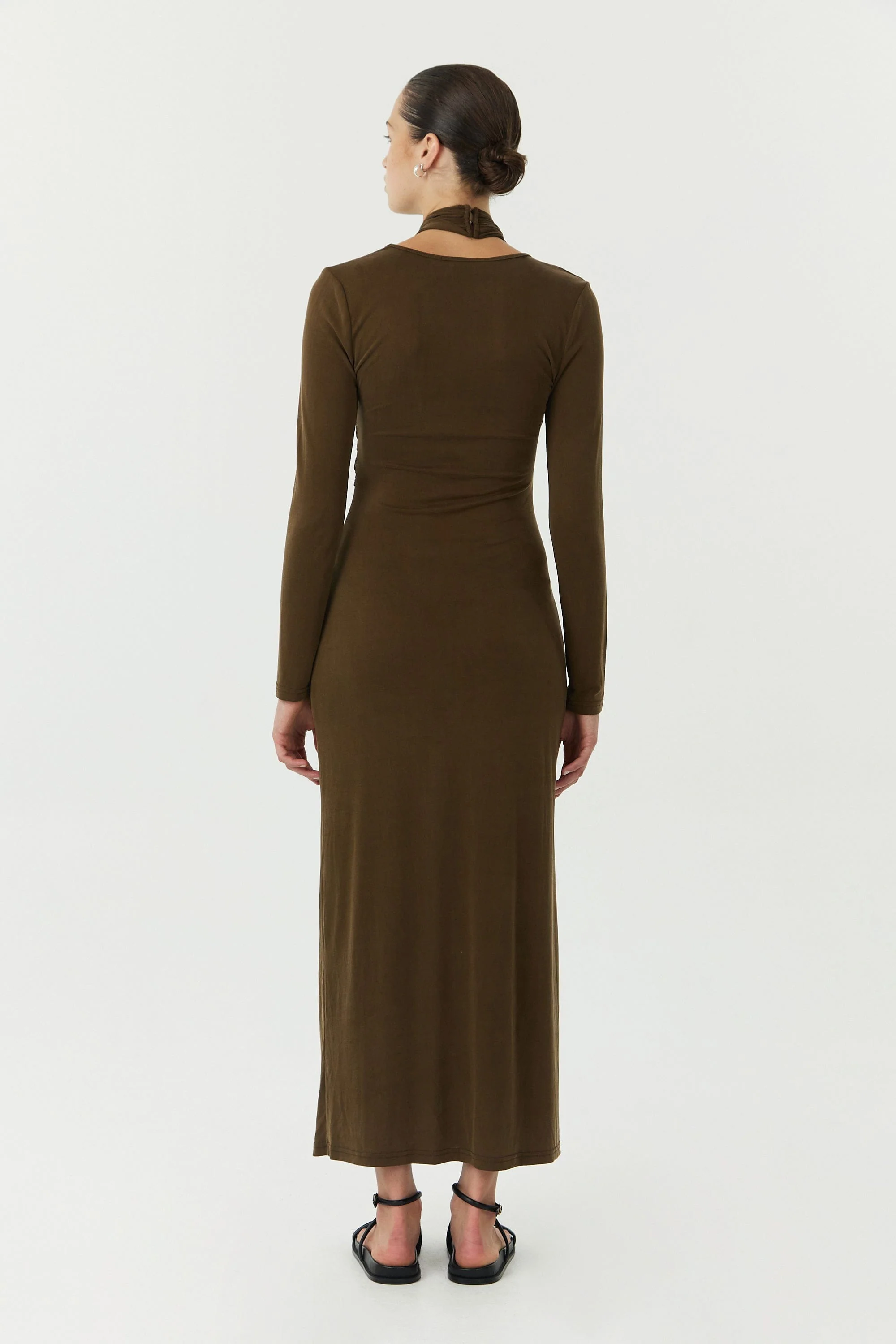 Third Form Wisteria Wrap Neck Maxi Dress - Chocolate - Image 4