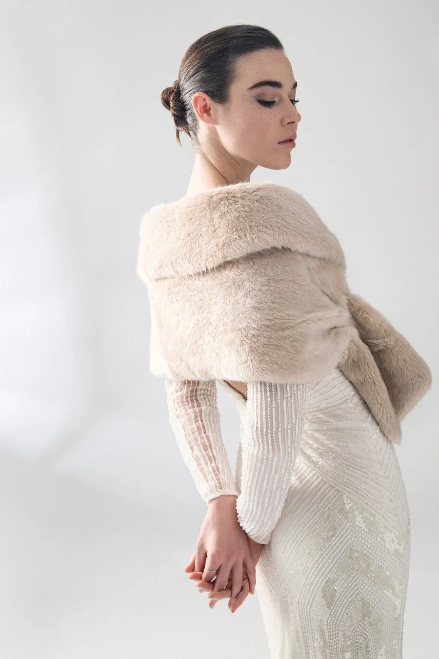 Unreal Fur Champagne Wrap - Nude - Image 3