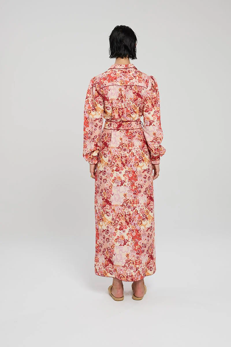 Winona Selca Button Up Midi Dress - Red Print - Image 3