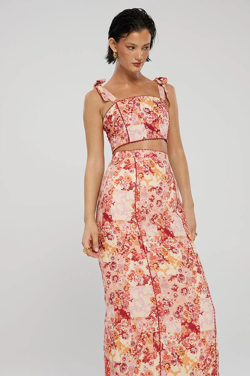 Winona Selca Midi Skirt - Red Print